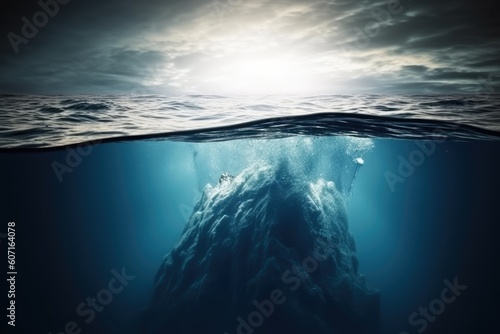 majestic whale swimming in the deep blue ocean Generative AI