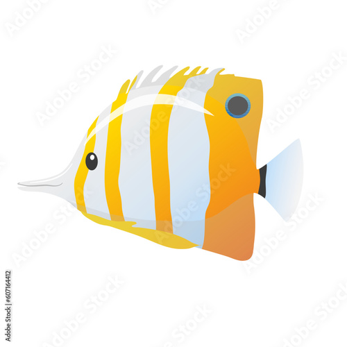 nautical longnose butterflyfish vector illustration in cartoon style