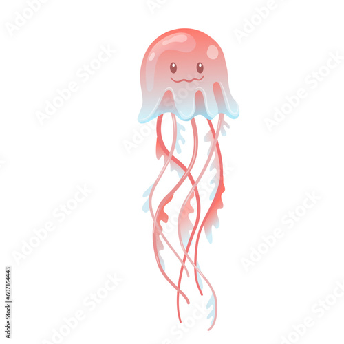 jellyfish with tentacles vector illustration in cartoon style © Sasha