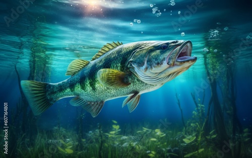 Largemouth Bass Summer Blue created with Generative AI Technology, ai, generative