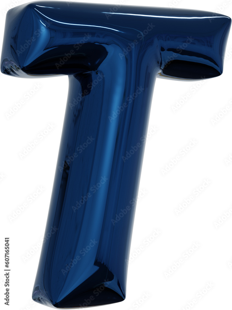 3d rendering of the alphabet letter made of blue foil balloon isolated 3d rendering of the alphabet letter made of blue foil balloon isolated