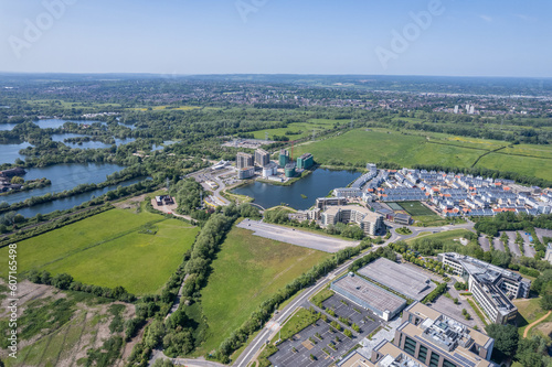 beautiful aerial view of the new developing area, Green Park in Reading, Berkshire, UK