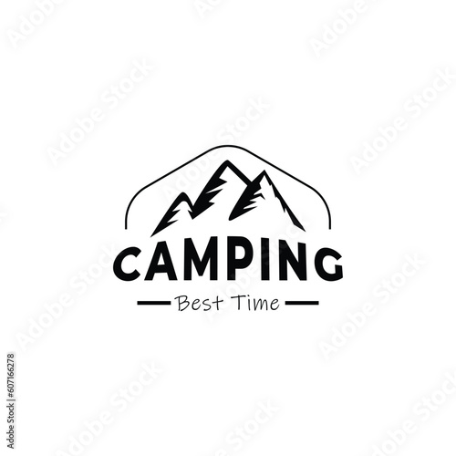 Black retro Mountain,outdoor logo design template vector 