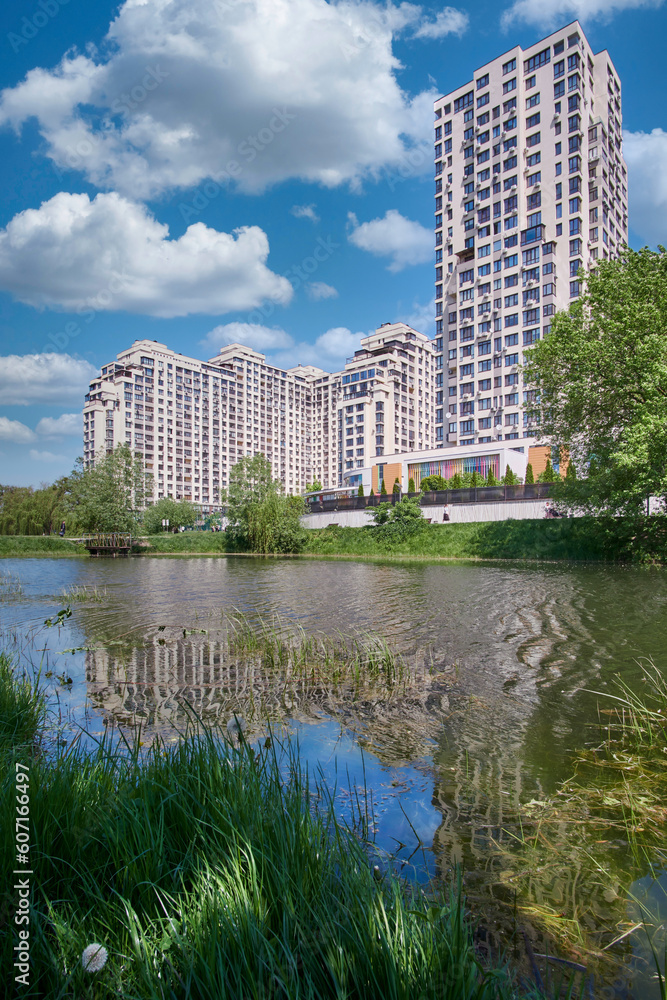 Residential complex with a lake and a park Residential complex with a lake and a park