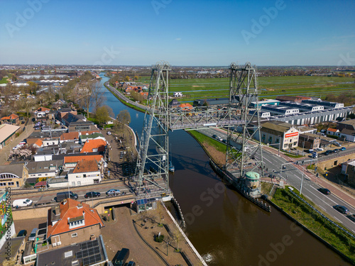 Aerial drone photo of the old lift bridge in Waddinxveen  the Netherlands