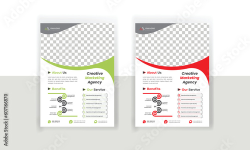 Corporate Business Flyer Design, Brochure design, and space for photo background, Easy to use and edit.
