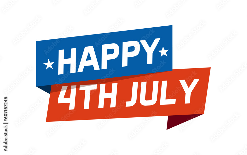 Happy 4th of July Independence day banner vector graphic. With national flag colors blue and red and star elements Happy 4th of July Independence day banner vector graphic. With national flag colors blue and red and star elements