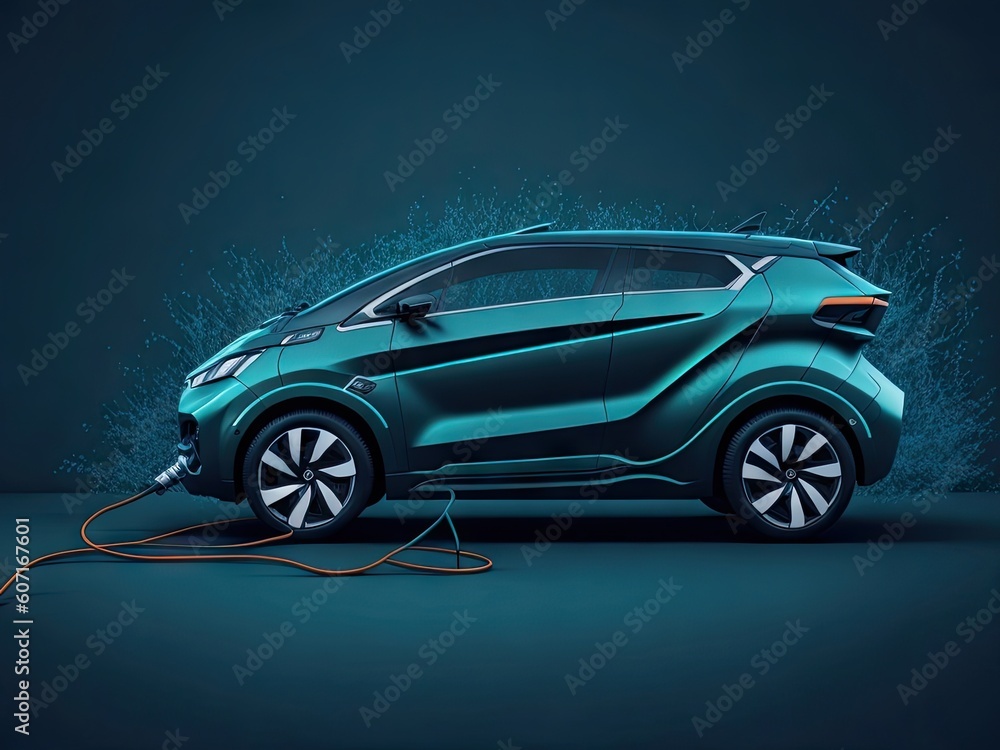 car with Electric charging at station charg. ai generative car with Electric charging at station charg. ai generative