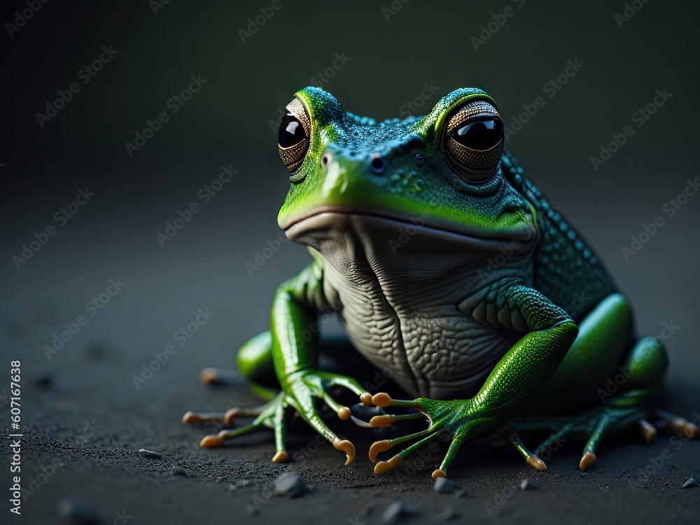 Fototapeta premium frog meditation chakras. ai generative