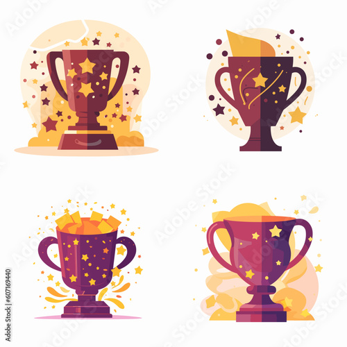 trophy vector  trophy illustration set