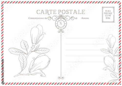 Vintage postcard background template. Vector illustration