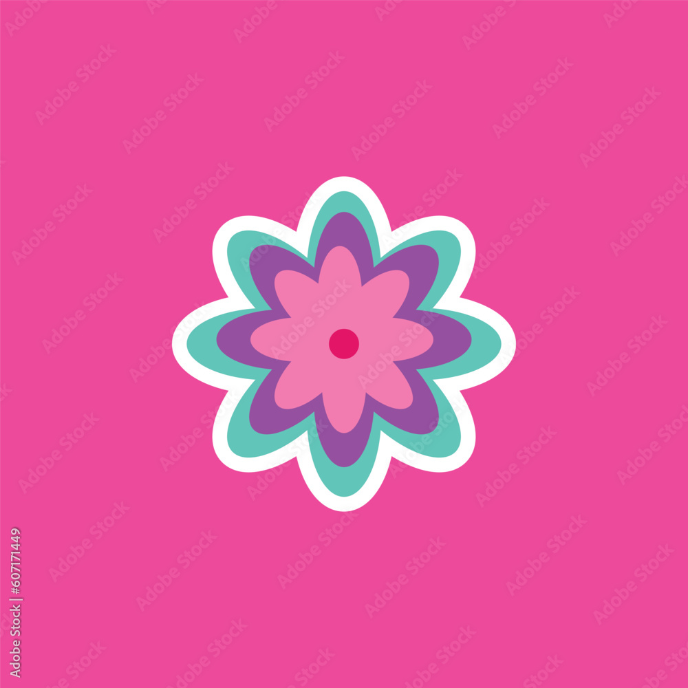 modern playful Y2K flower. Hippie trendy flower card modern playful Y2K flower. Hippie trendy flower card