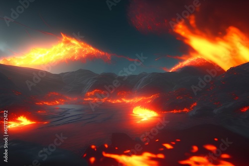 Firestorm Landscapes , 8k - generative ai 