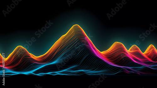 abstract fractal glowing mountain lines background