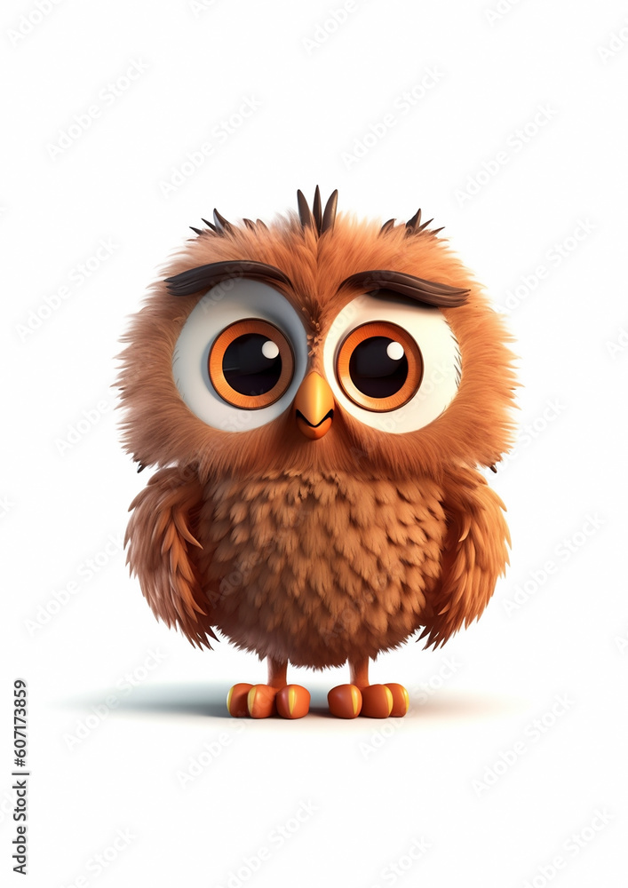 Cute owl standing on a white background illustration animation style
Cute owl standing on a white background illustration animation style