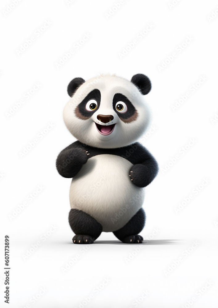 Cute panda standing with a happy face isolated on a white background illustration animation style
Cute panda standing with a happy face isolated on a white background illustration animation style