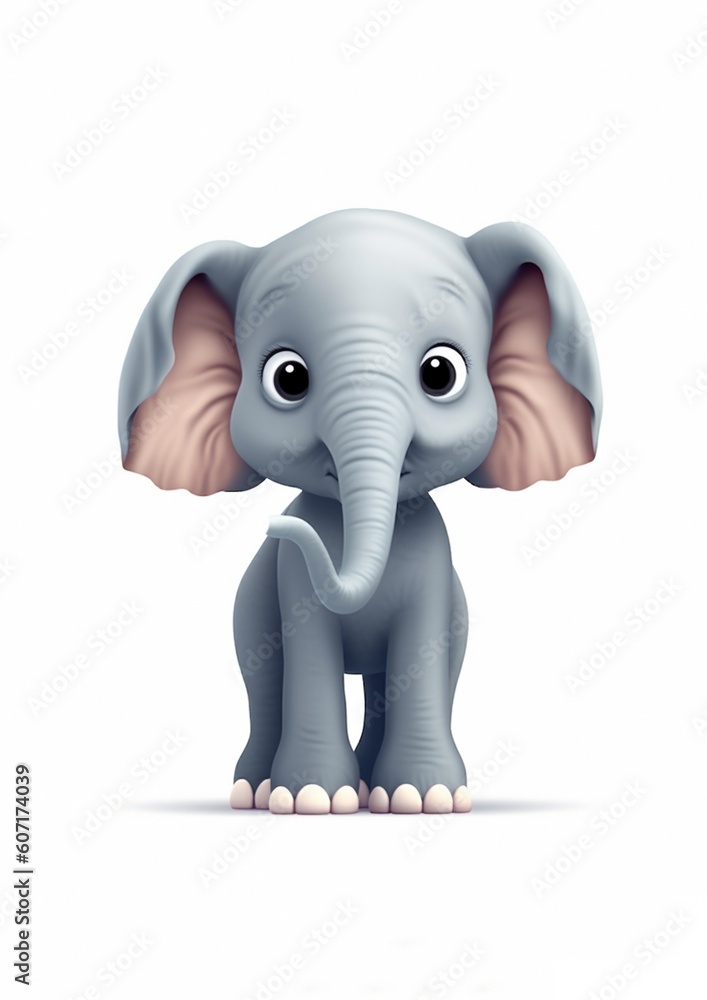 Cute baby elephant standing cartoon isolated on white background illustration animation
