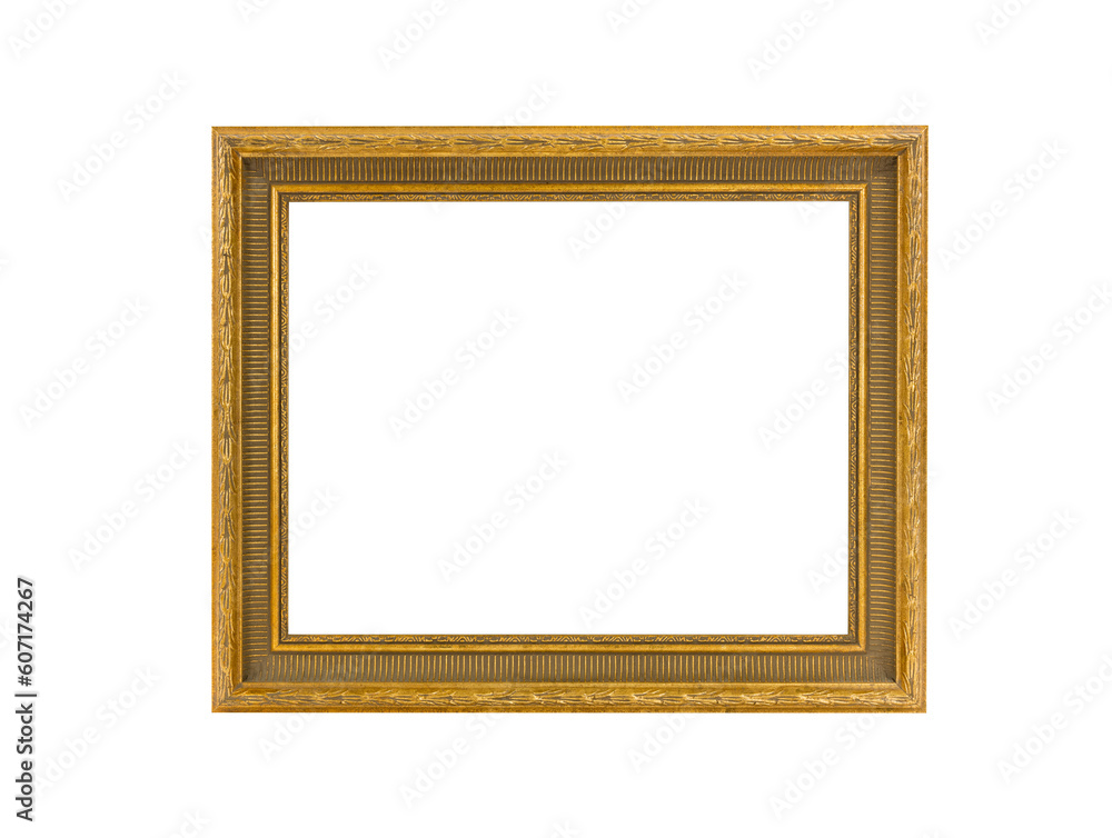 Golden oak picture frame isolated with cut out center. Golden oak picture frame isolated with cut out center.