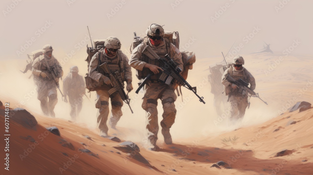 Special Forces Soldiers at Desert Special Forces Soldiers at Desert