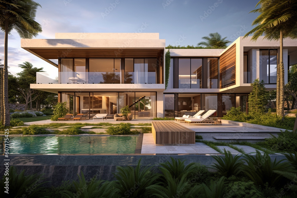 design house modern villa with open plan living and private bedroom 