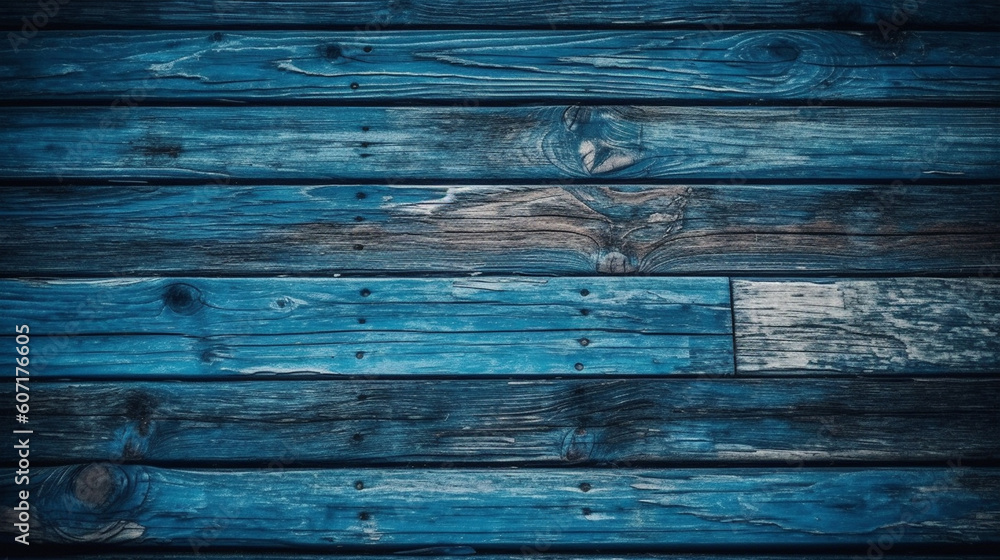 Obraz premium Background of boards painted in blue. Generative AI