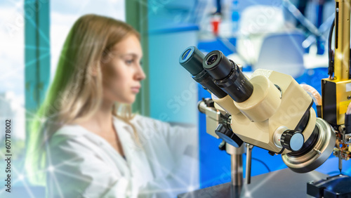 Woman laboratory assistant....