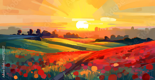  landscape background inspired by the bold colors and brushstrokes of Post-impressionism
