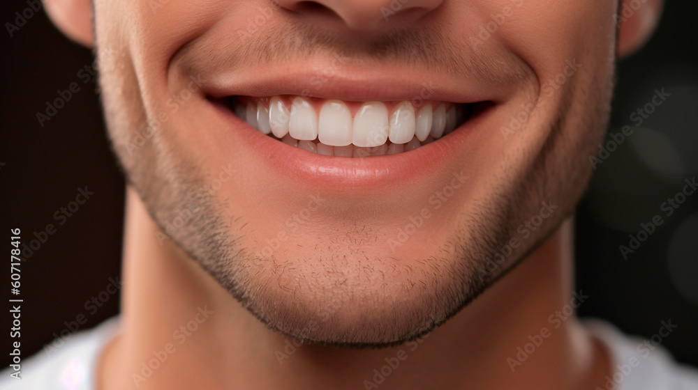 man smiling close up. Generative Ai. man smiling close up. Generative Ai.
