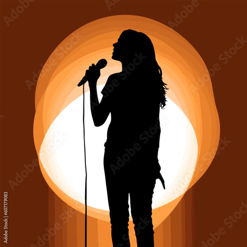 female christian concert singer microphone concert lig vector illustration