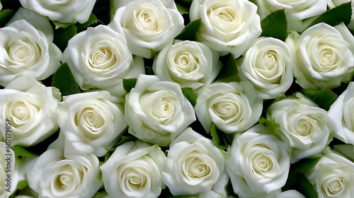 texture of white roses  top view. Generative Ai. 
