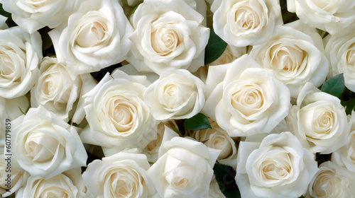 white roses background. Generative Ai. 