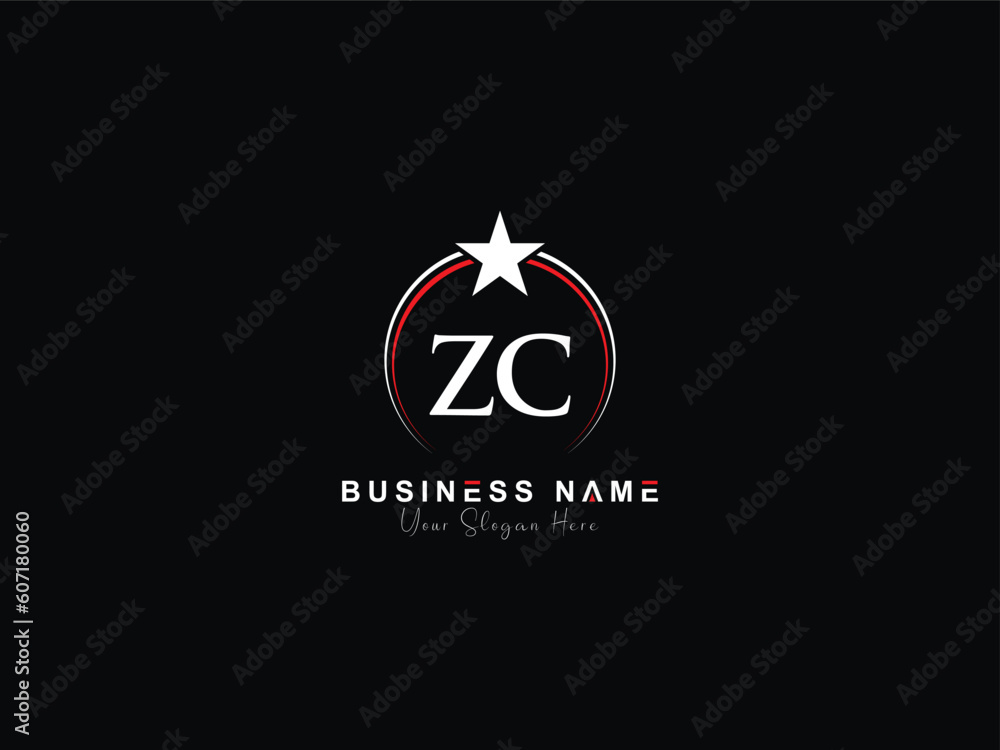 Minimalist Unique ZC Logo Letter, Typography Letter Zc cz Alphabet Logo Icon Design - obrazy, fototapety, plakaty 