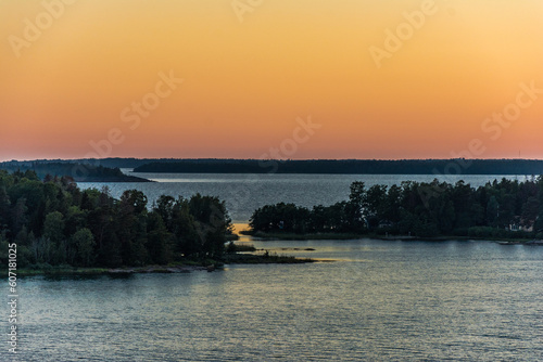 Midnight Sun on Baltic Sea. Aland Islands, Finland