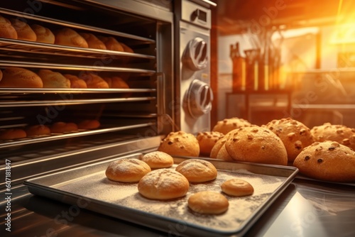 make pastry in front modern oven and stuff food photography
