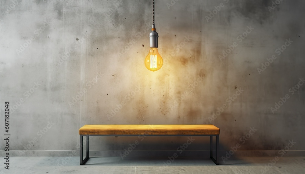 Industrial Concrete Bench Raw Steel Legs Edis B51F Minimalist Interior
