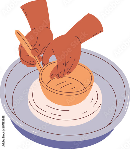 Hand Made Pottery Creating