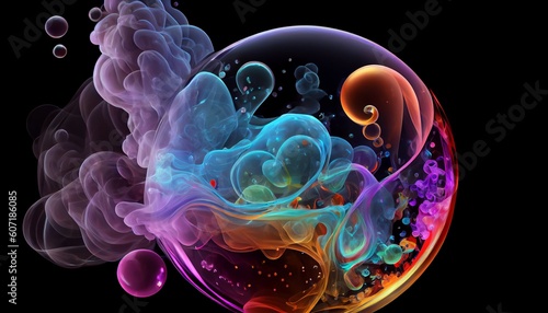 Colorful bubble with smoke. Generative AI