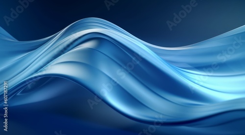 Abstract Photo with a Sky Blue Colored Silk Wave Form, Wallpaper of a Dynamic Fluid Shape. Geerative AI