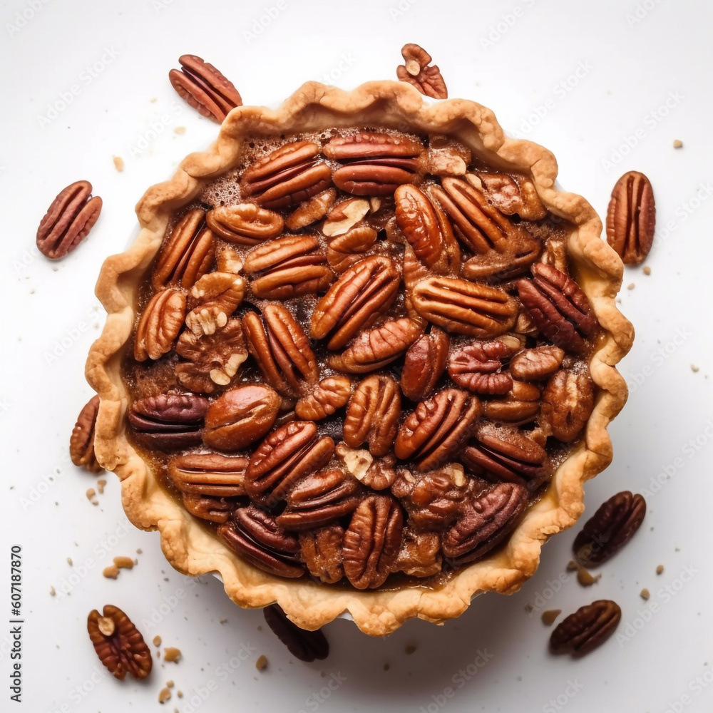 Pecan pie. Traditional pastries. American cuisine. Generative AI. Pecan pie. Traditional pastries. American cuisine. Generative AI.