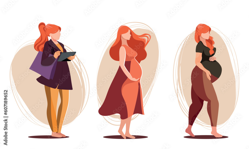 Pregnant woman, concept vector illustration in cute cartoon style, health, care, pregnancy. Vector illustration Pregnant woman, concept vector illustration in cute cartoon style, health, care, pregnancy. Vector illustration