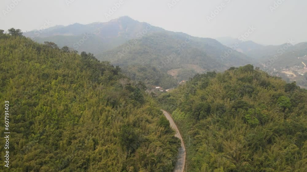 The aerial view of the countryside landscape of Laos The aerial view of the countryside landscape of Laos