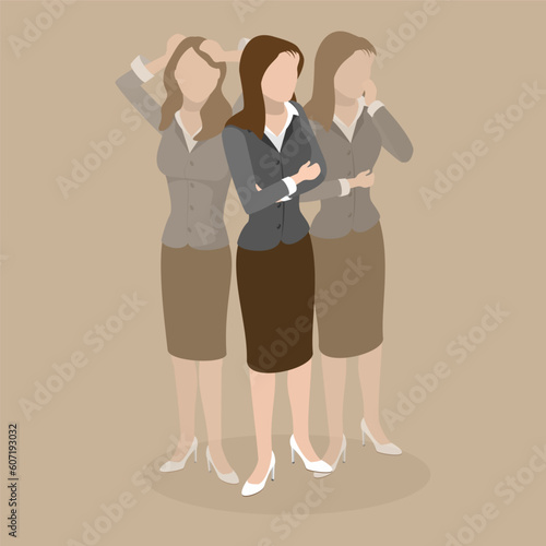 3D Isometric Flat Vector Conceptual Illustration of Borderline Personality Disorder, Fake Emotions