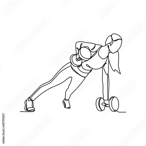 One continuous line drawing of a people with gymnastic activity. Gymnastic concept illustration in simple linear style. Fitness design concept vector illustration