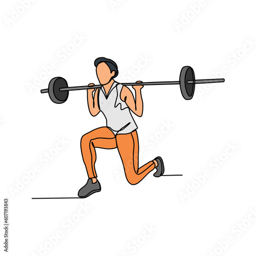 One continuous line drawing of a people with gymnastic activity. Gymnastic concept illustration in simple linear style. Fitness design concept vector illustration