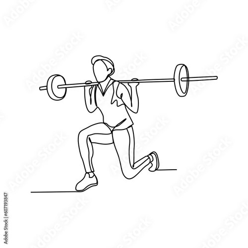 One continuous line drawing of a people with gymnastic activity. Gymnastic concept illustration in simple linear style. Fitness design concept vector illustration