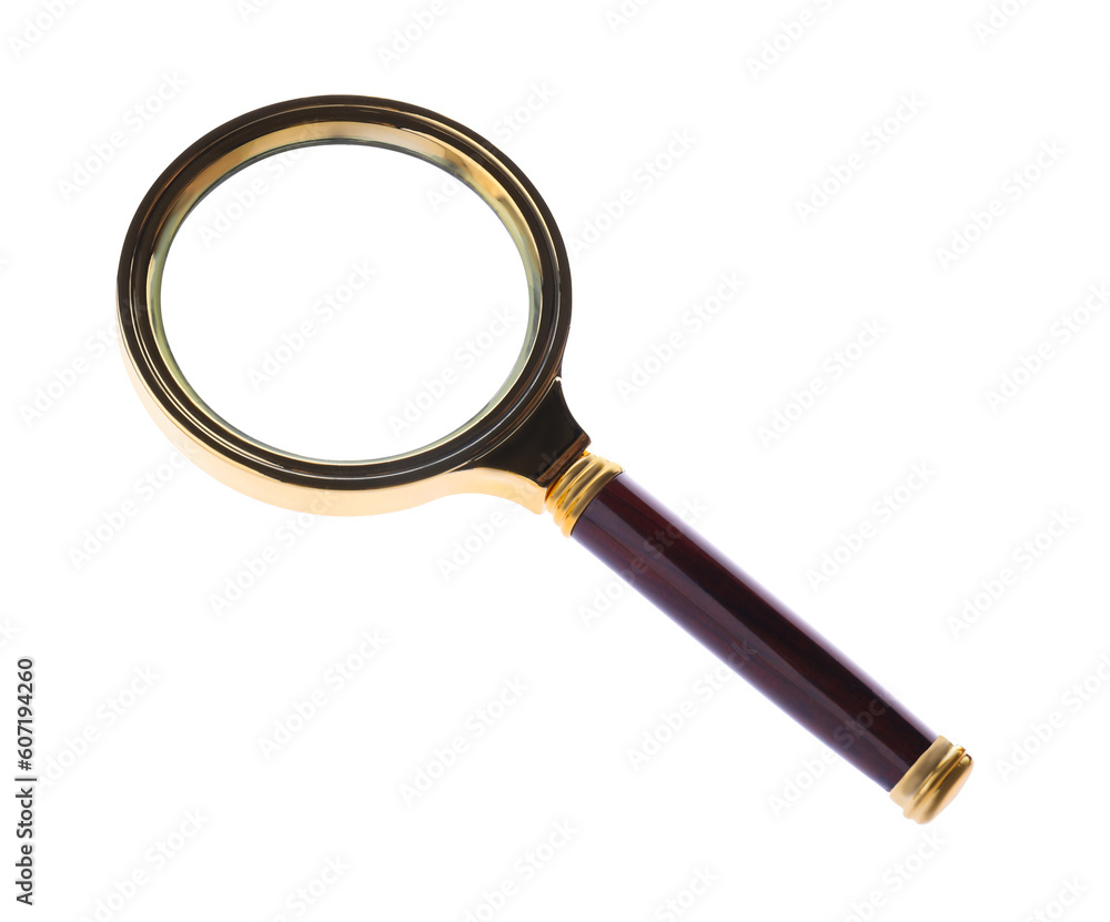 Magnifying glass with handle isolated on white Magnifying glass with handle isolated on white