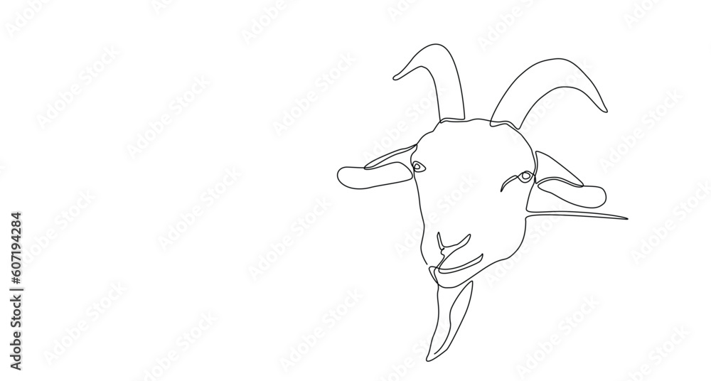 Continuous line of Eid Al Adha banner design. goat head background for Muslim Community Festival. Single line Muslim Hari Raya suitable for qurban day, Eid Al Adha in single line doodle style Continuous line of Eid Al Adha banner design. goat head background for Muslim Community Festival. Single line Muslim Hari Raya suitable for qurban day, Eid Al Adha in single line doodle style