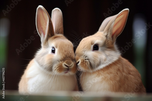 generative AI. a pair of cute bunnies are making out