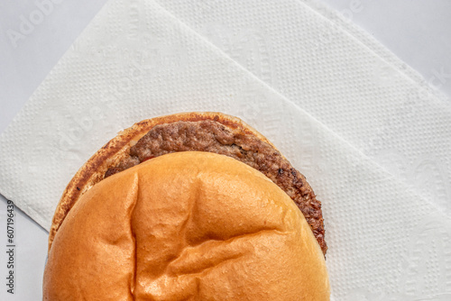 plain hamburger with natural shadow. stock photo