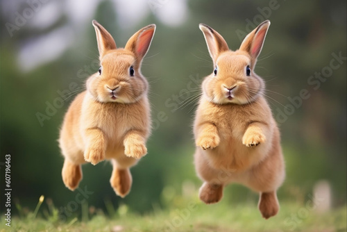 generative AI. a pair of rabbits is hopping
